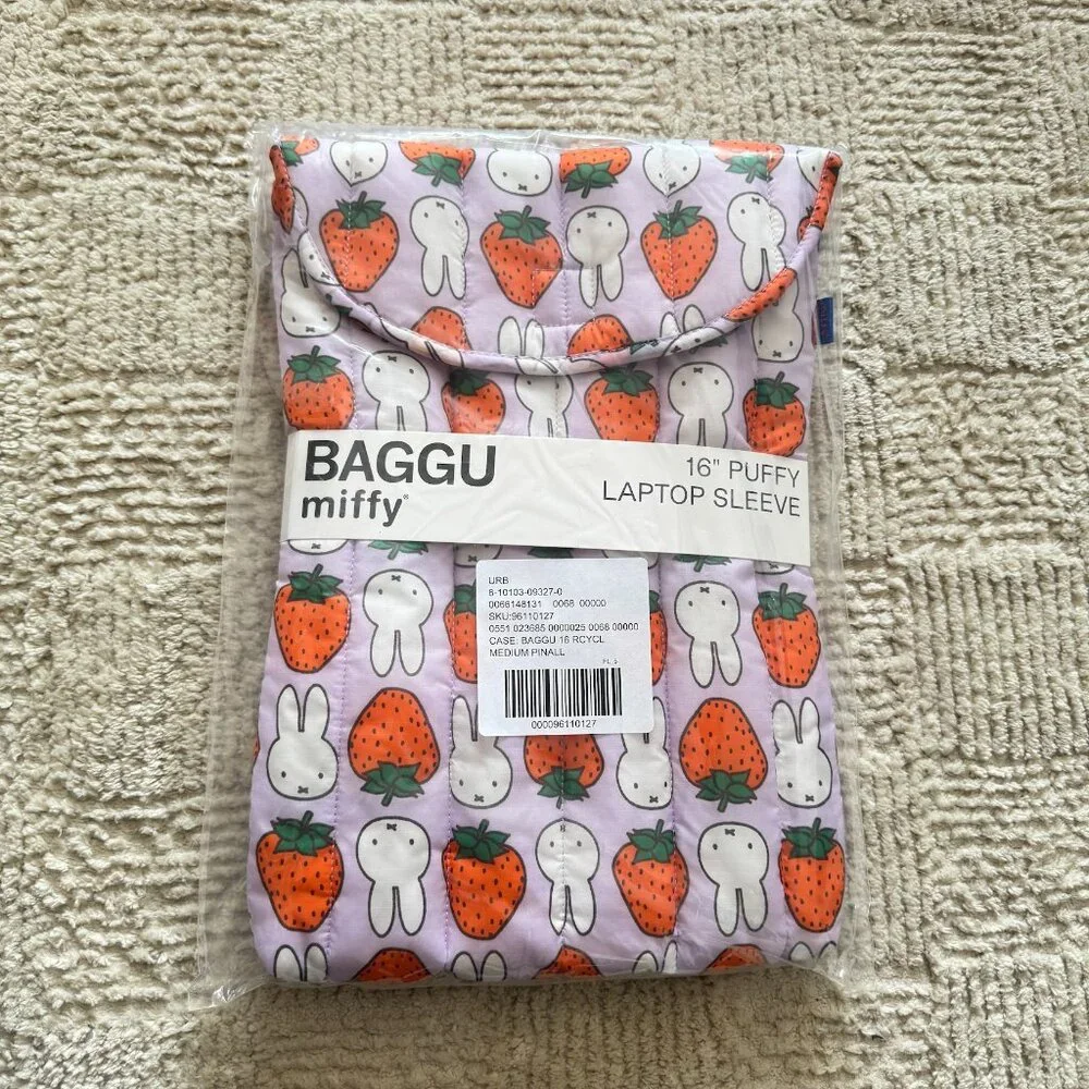 NEW Baggu Miffy Strawberry Puffy Laptop Case